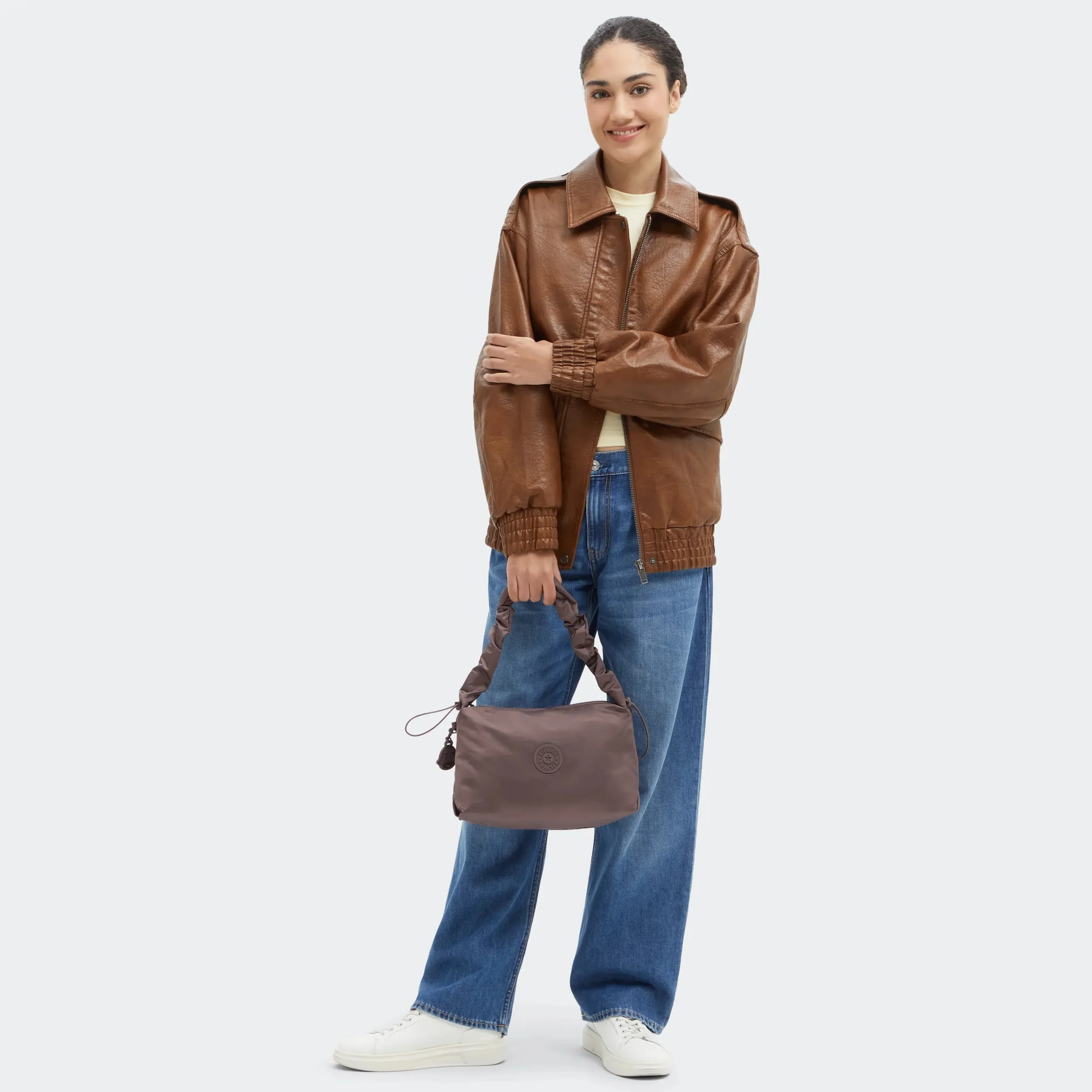 Eleni Medium Smooth Satin Shoulder Bag - Image 2