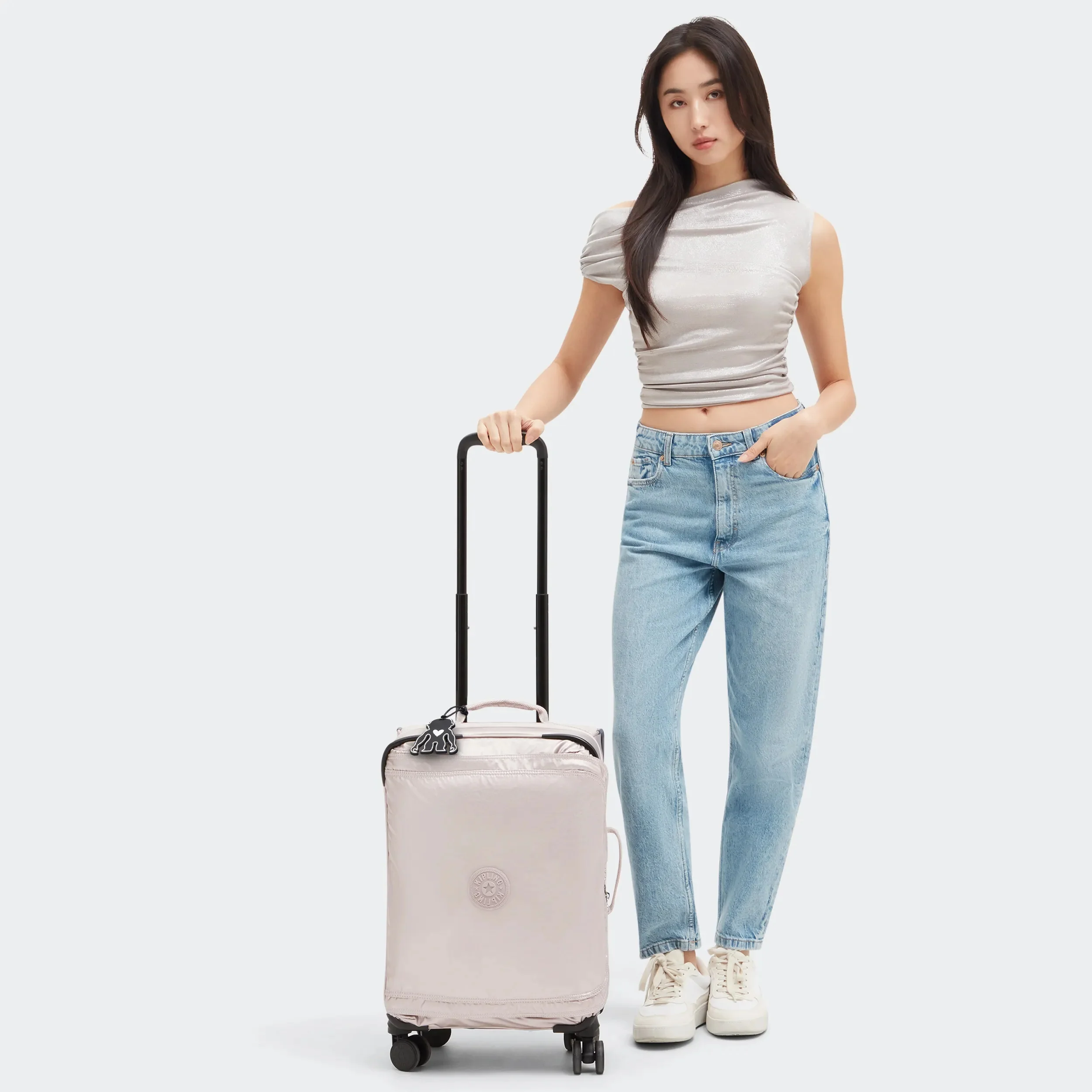 Spontaneous Small Metallic Rolling Luggage - Image 9